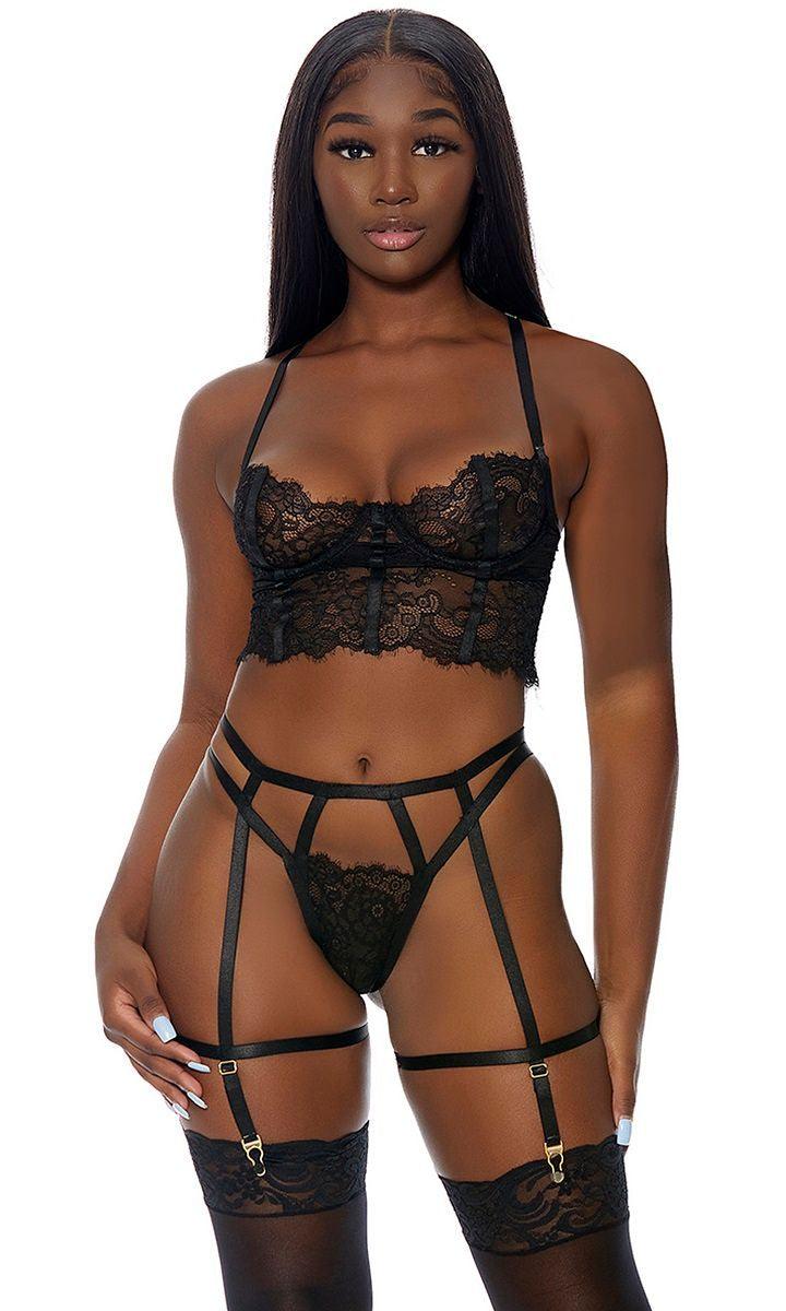 Black Blooming Beauty Lingerie Set Areous
