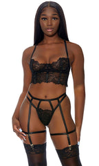Black Blooming Beauty Lingerie Set Areous