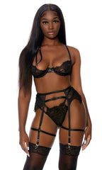 Black Blooming Season Lingerie Set Areous