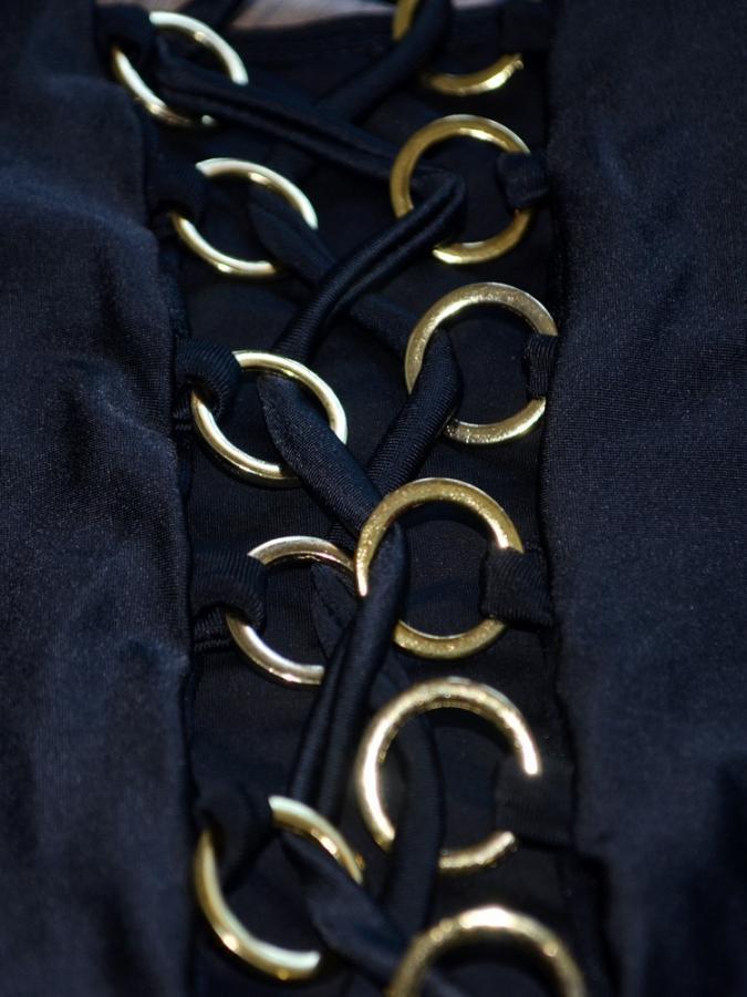 Black Hollow Pattern One-piece Swimsuit Areous