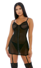 Black Hook Me Up Chemise Set Areous