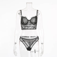 Black Lace Lingerie Bra Set Areous