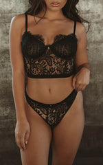 Black Lace and Panty 2 Piece Lingerie Set Areous