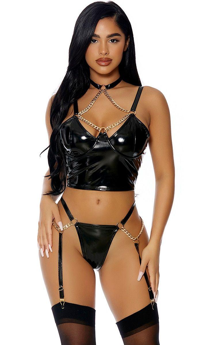 Black Link Me Up Lingerie Set Areous