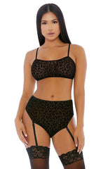 Black Lustful Leopard Cami Lingerie Set Areous