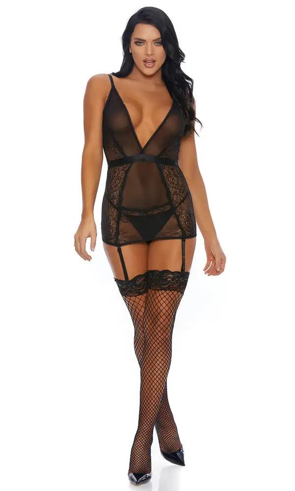 Black Mesh Chemise Intimates Areous