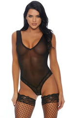 Black Mesh Lace Intimate Teddy Areous