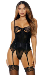 Black Peek Show Teddy Set Areous