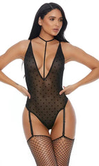 Black Polka Dot Intimate Teddy Areous