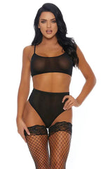 Black Sheer Two Piece Intimate Set Areous