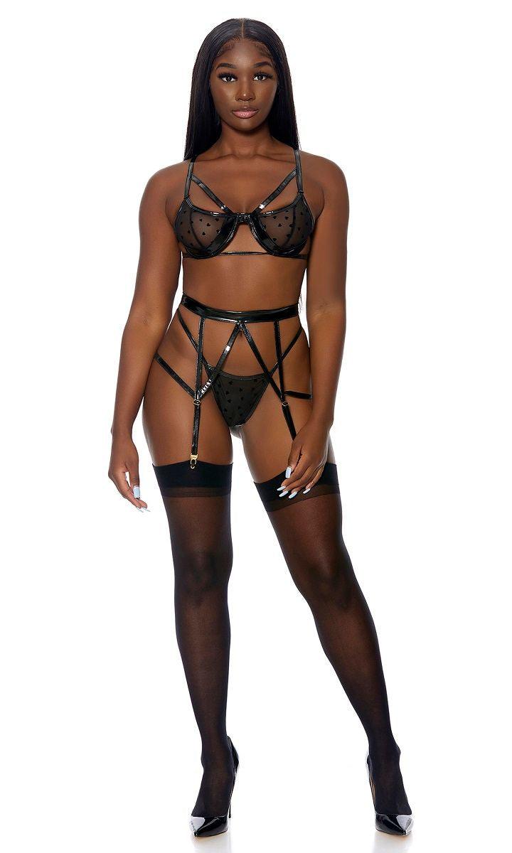 Black Take To Heart Lingerie Set Areous
