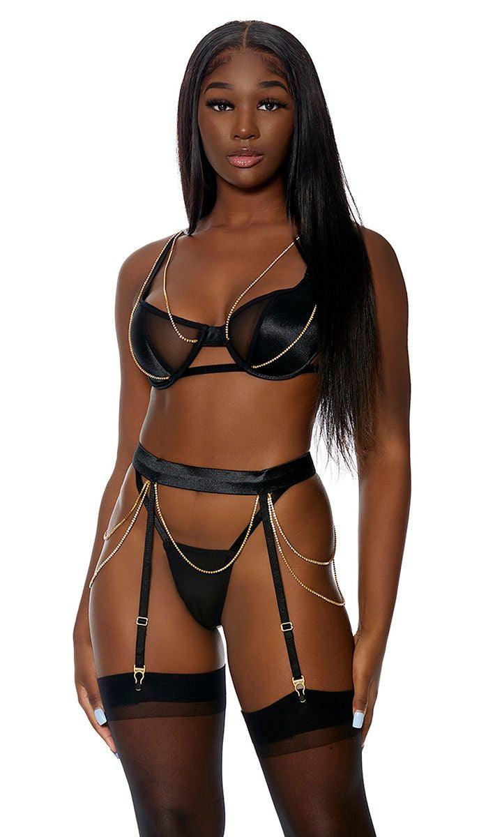Black The Diamond Touch Lingerie Set Areous