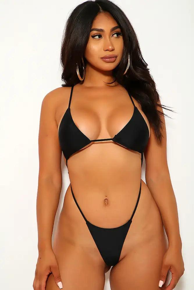 Black Thong Strappy Monokini Areous