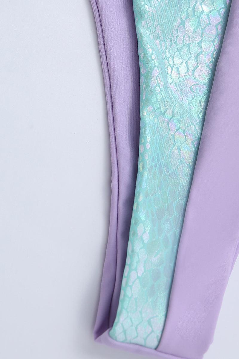 Blue Purple Snake Print Cheeky Two Piece Swimsuit Areous