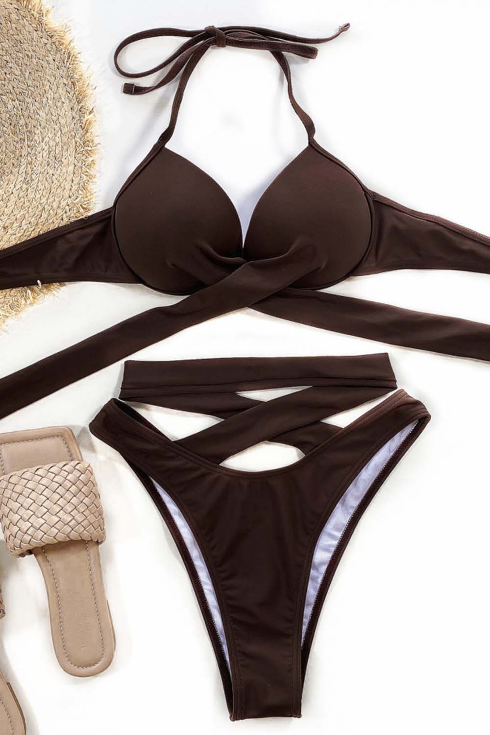 Brown Strappy Bikini Areous