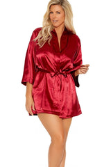 Charmeuse Kimono 3/4 Sleeves Robe With Belt Areous