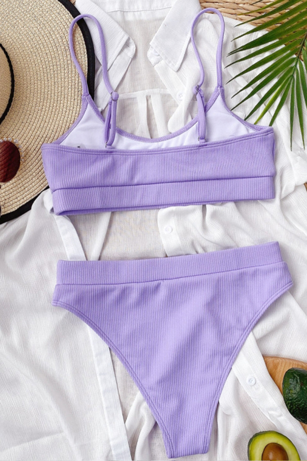 Chic Solid Color Bikini Areous