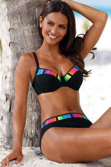 Colorful Border Push Up Bikini Set Areous