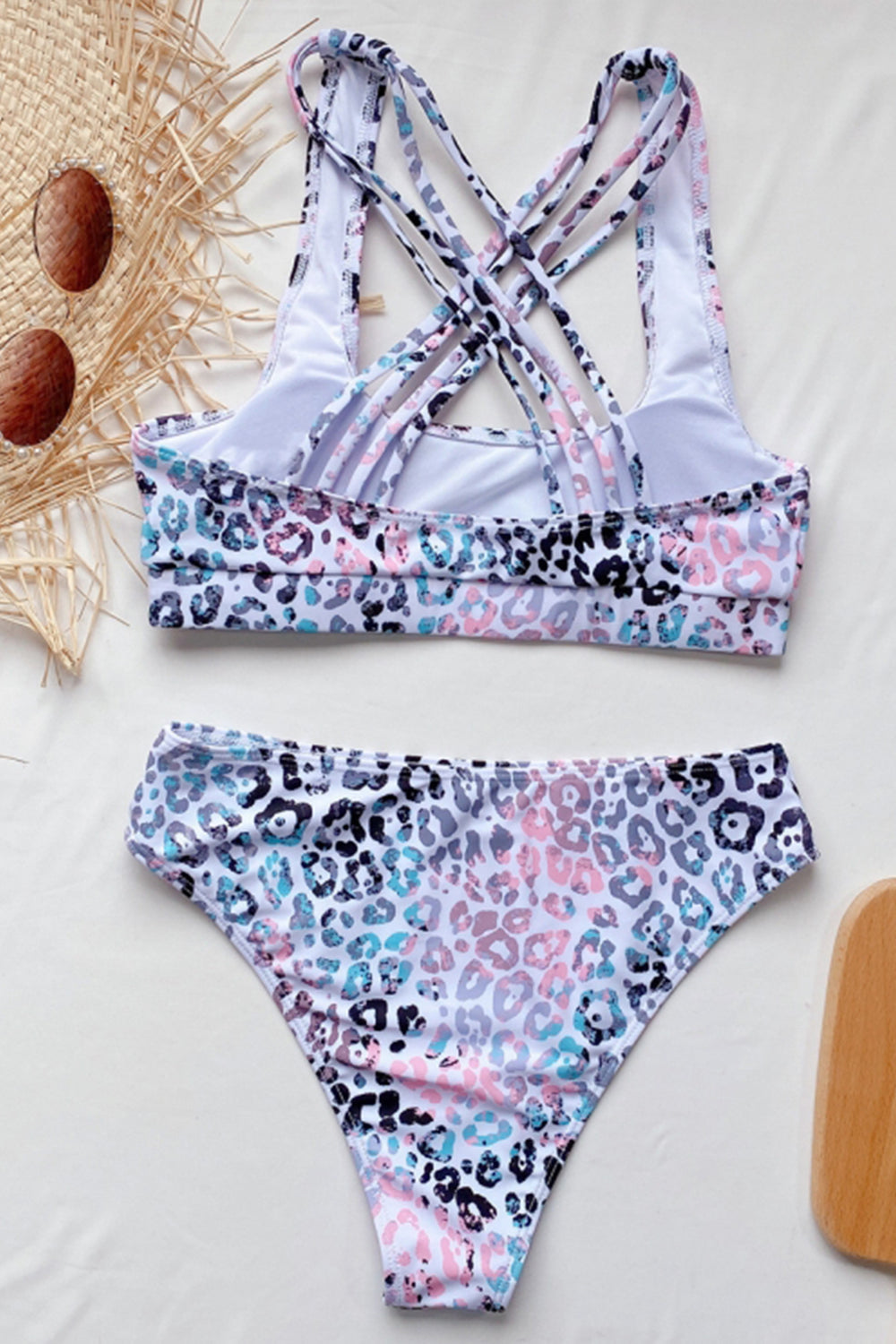 Cross Back Leopard Bikini Areous