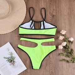 Cut Out High Waist Neon Swimwear Areous