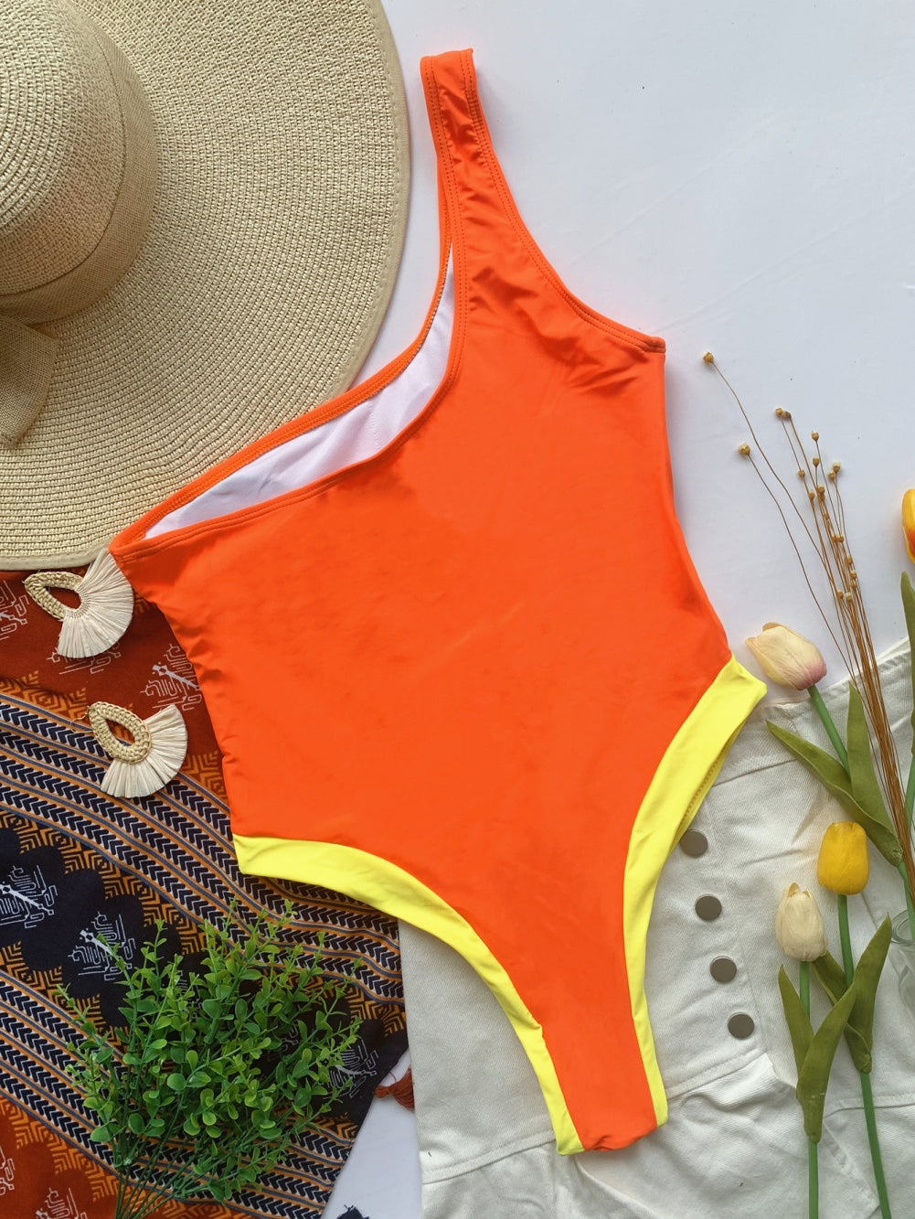 Cut Out One Shoulder One Piece Swiwmear Areous