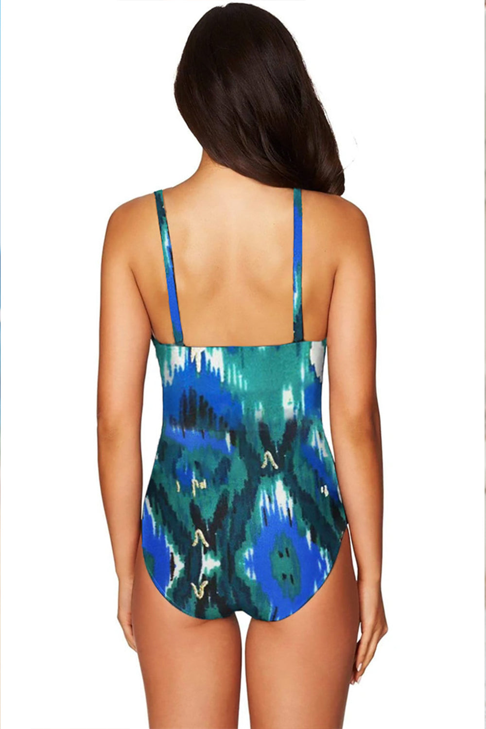 Deep V Solid Color Triangle Swimsuit Areous