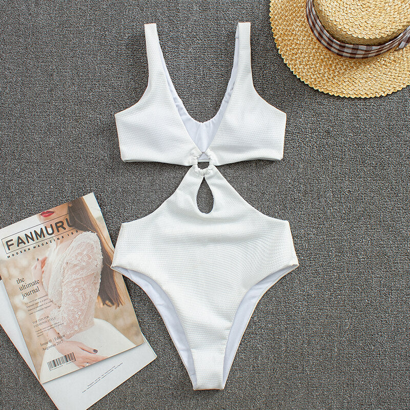 Elegant Crossover One-Piece Swimsuit Areous