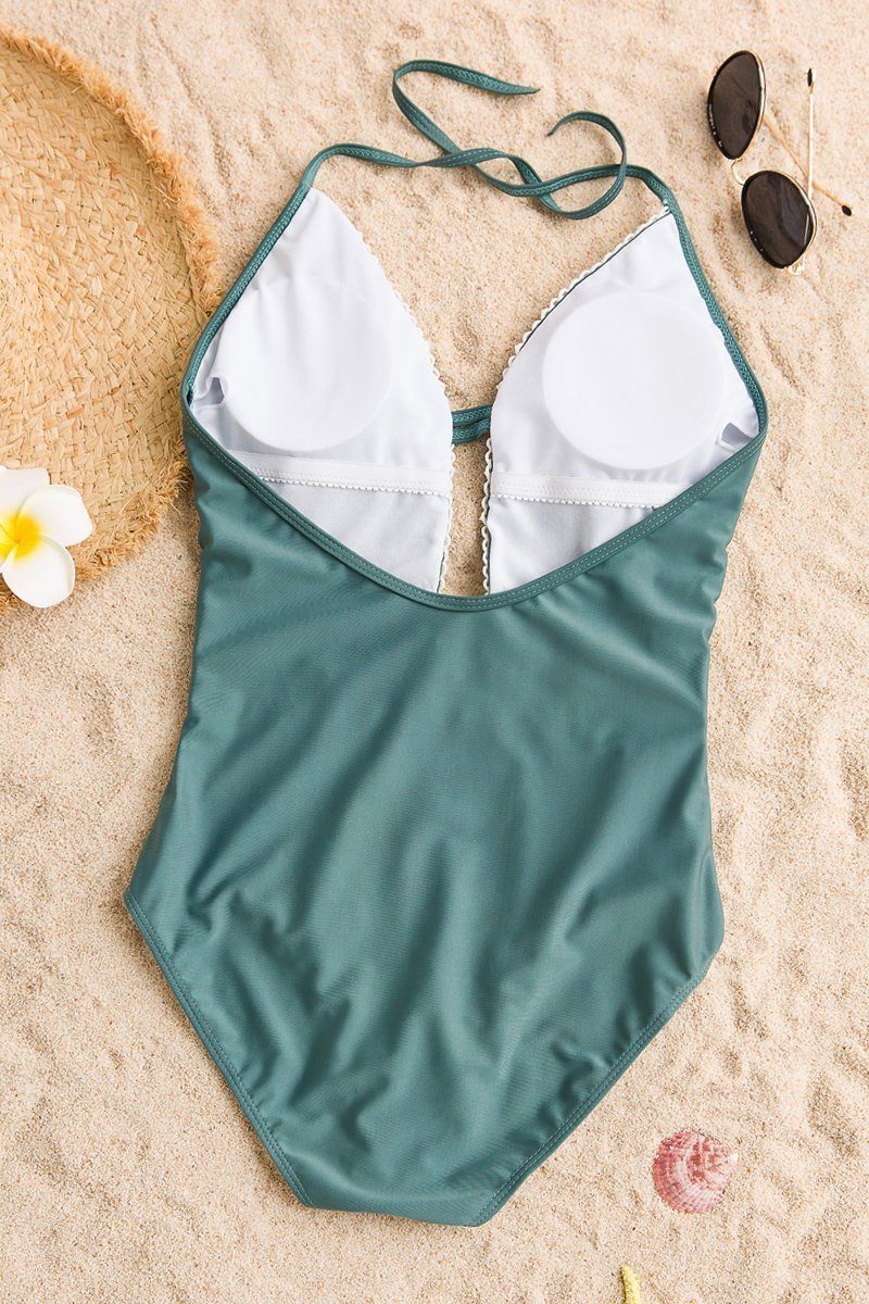 Elegant Ladies Vintage Lace One-Piece Swimsuit Areous