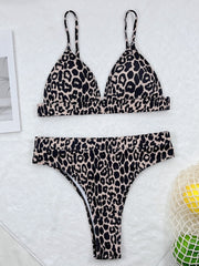 Elegant Leopard Print High Waist Bikini Set Areous