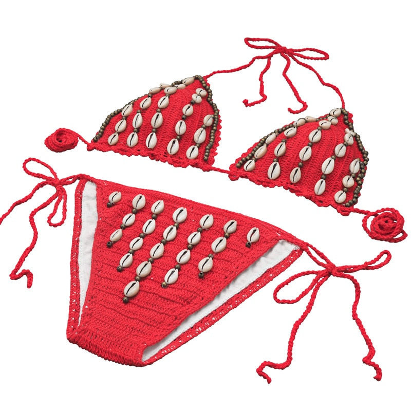 Embellished Crochet Bikini Areous