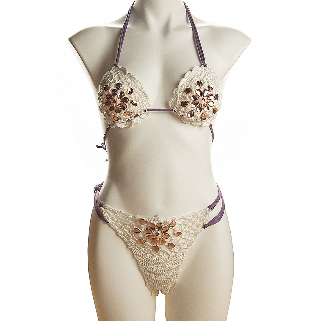 Embellished Net Bikini Areous