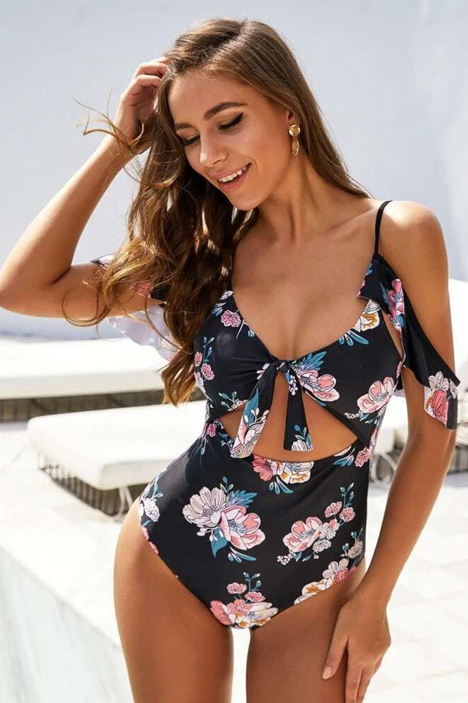 Floral Off The Shoulder One Piece Areous