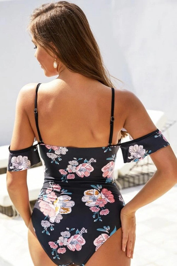 Floral Off The Shoulder One Piece Areous