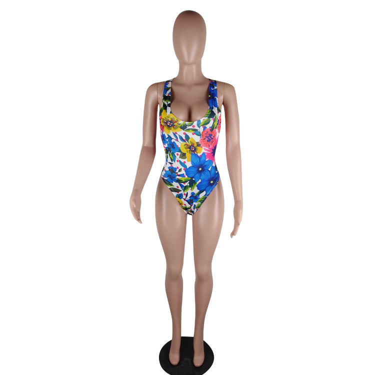 Floral Print One-Piece Swimwear Areous