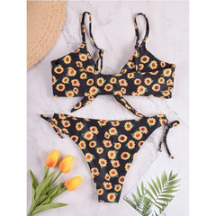 Floral Print Straps Knot Swimwear Areous