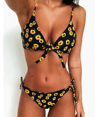 Floral Print Straps Knot Swimwear Areous