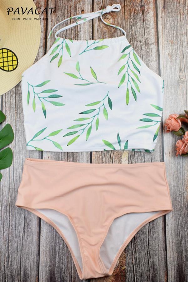 Floral Printed High Waist Tank Bikini Set Areous