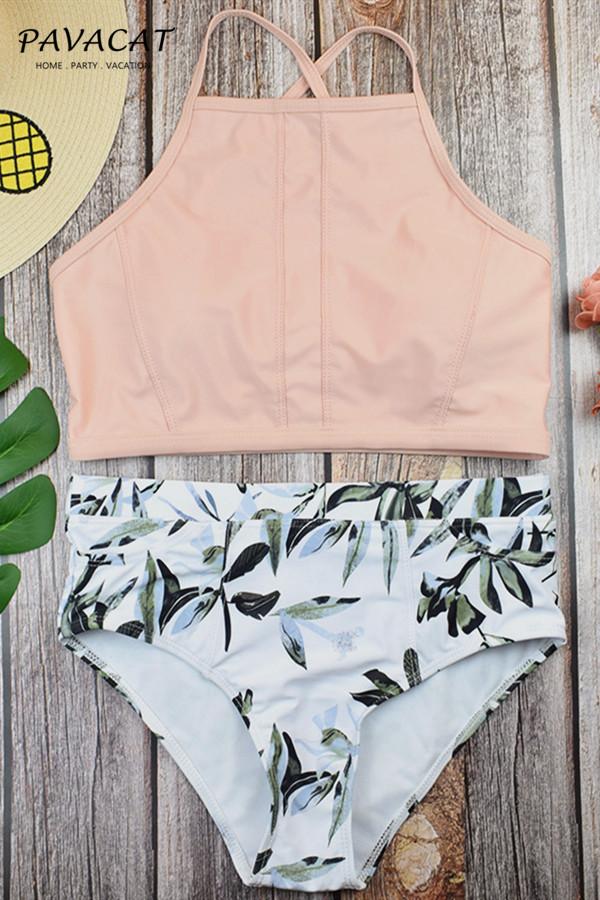 Floral Printed High Waist Tank Bikini Set Areous