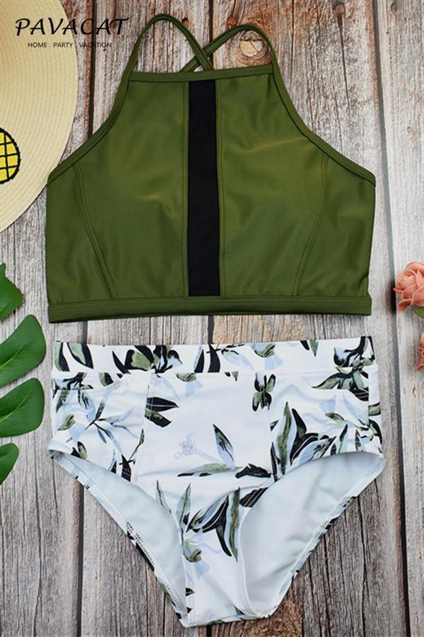 Floral Printed High Waist Tank Bikini Set Areous