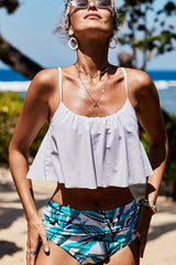 Floral Ruffle High-waisted Bikini Set Areous