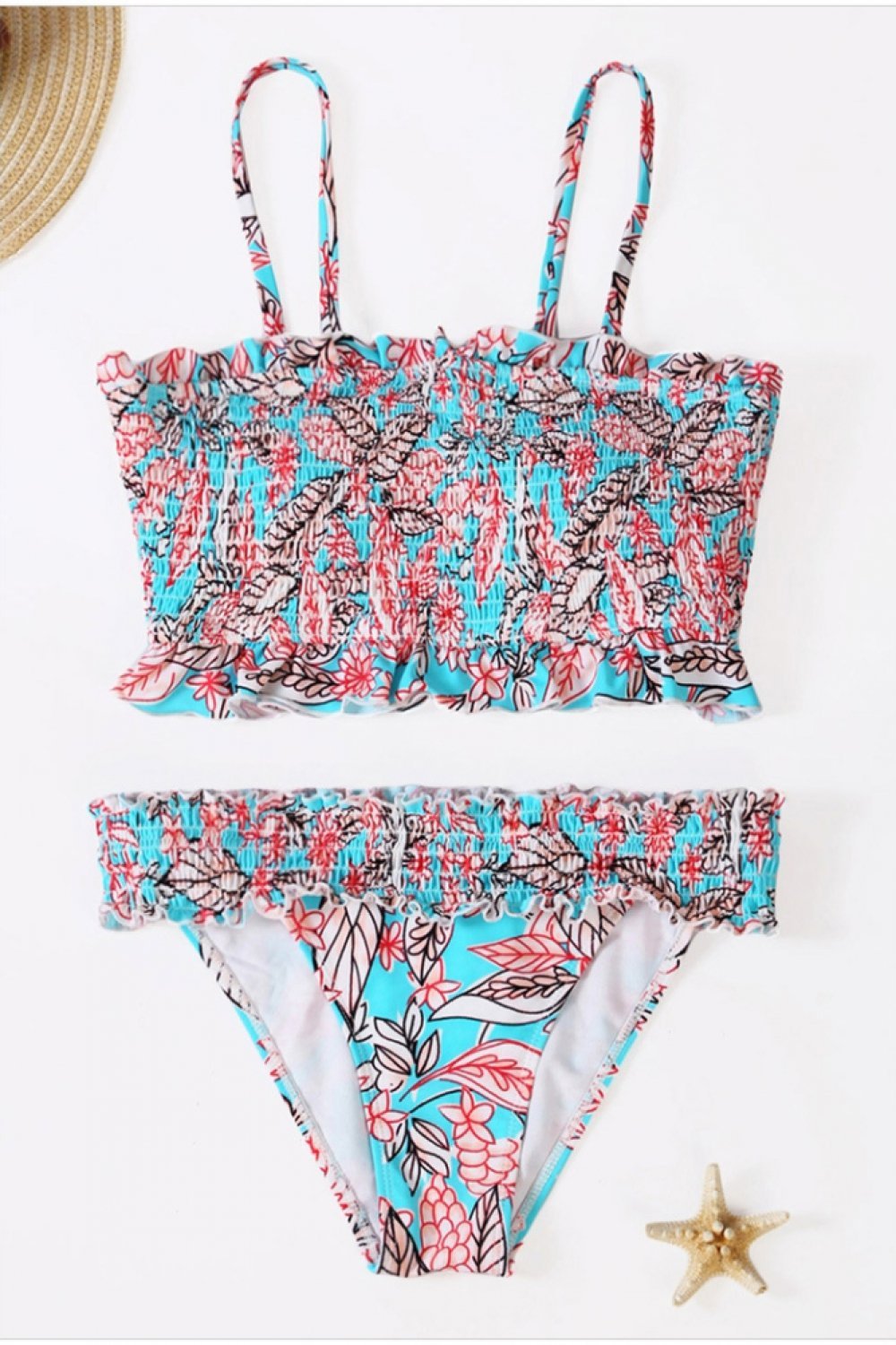 Floral Strapless Slim Bikini Set Areous