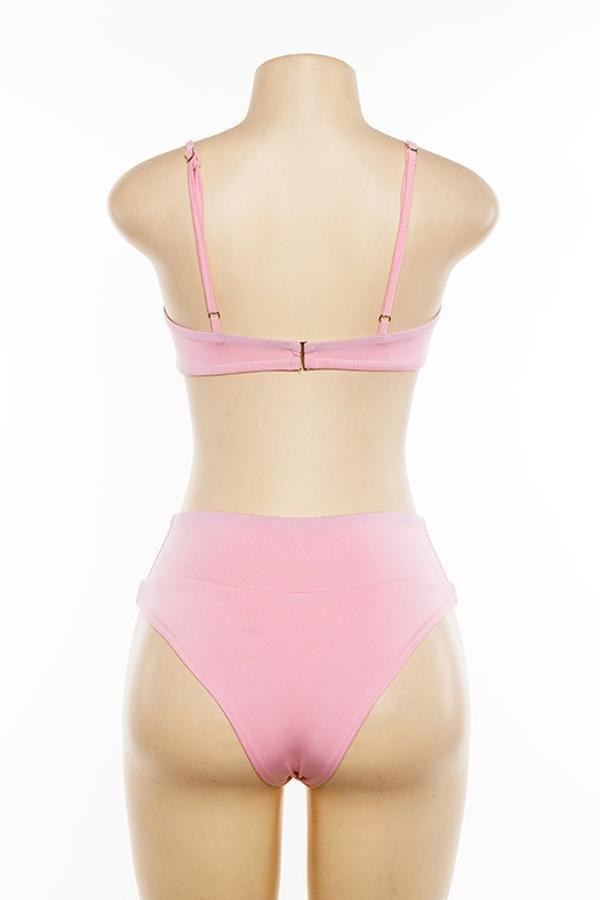 Front Knot High Waisted Bikini Set Areous