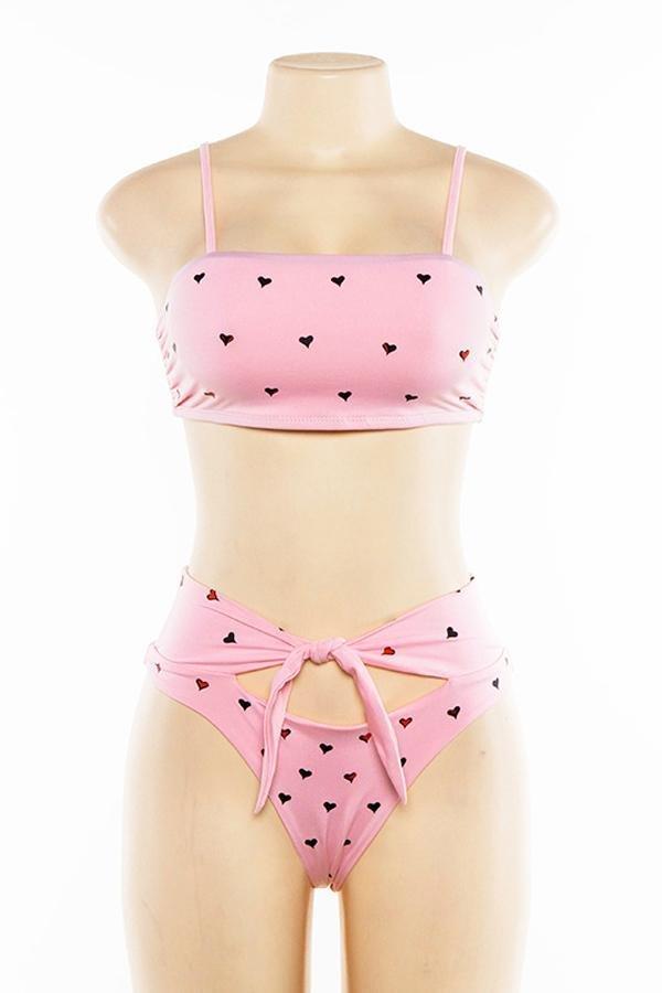Front Knot High Waisted Bikini Set Areous
