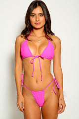 Fuchsia Back Charm Accent Two Piece Swimsuit Areous