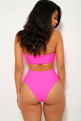 Fuchsia Cut Out Padded Two Piece Swimsuit Areous