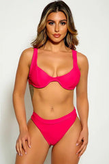 Fuchsia Sleeveless Two Piece Swimsuit Areous