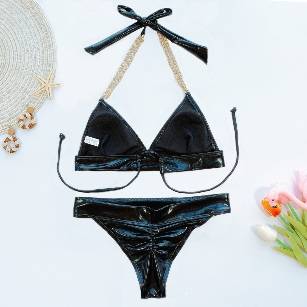 Gold and Black Metallic Chains Swimwear Areous