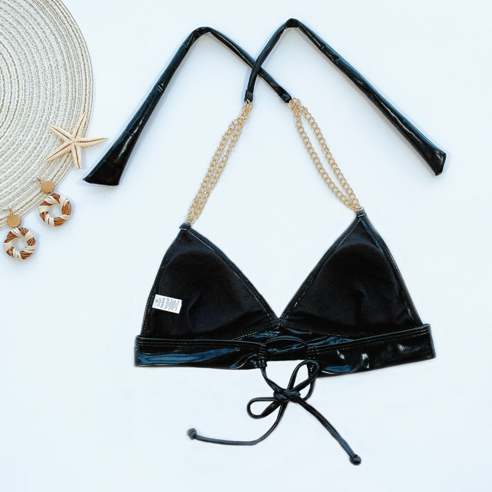 Gold and Black Metallic Chains Swimwear Areous