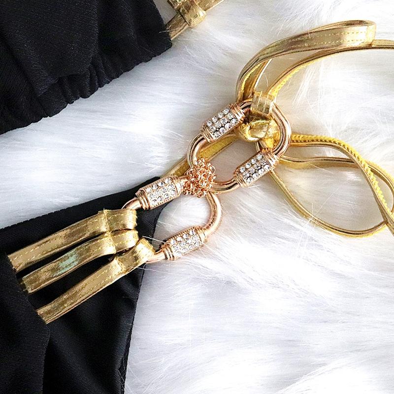 Golden Diva Side Tie Bikini Set Areous