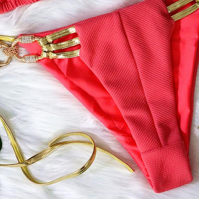 Golden Diva Side Tie Bikini Set Areous